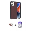 MARSİLYAN™- iPhone 11 Kılıf Kıvılcım Işık Serisi - Siyah Bilvis 5in1 3D Magic Cam Ekran Koruyucu + Kırmızı Pers Alüminyum Kamera Lens