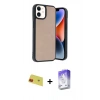 MARSİLYAN™- iPhone 11 Kılıf Kıvılcım Işık Serisi - Siyah Bilvis 5in1 3D Magic Cam Ekran Koruyucu + Rainbow Kamera Lens Koruma Cam - KI