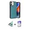 MARSİLYAN™- iPhone 11 Kılıf Kıvılcım Işık Serisi - Siyah Bilvis 5in1 3D Magic Cam Ekran Koruyucu + Raze Metal Kamera Lens - MI