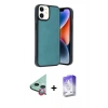 MARSİLYAN™- iPhone 11 Kılıf Kıvılcım Işık Serisi - Siyah Bilvis 5in1 3D Magic Cam Ekran Koruyucu + Raze Metal Kamera Lens - KI