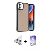 MARSİLYAN™- iPhone 11 Kılıf Kıvılcım Işık Serisi - Siyah Bilvis 5in1 3D Magic Cam Ekran Koruyucu + Raze Metal Kamera Lens - GS