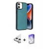 MARSİLYAN™- iPhone 11 Kılıf Kıvılcım Işık Serisi - Siyah Bilvis 5in1 3D Magic Cam Ekran Koruyucu + Raze Metal Kamera Lens - GS
