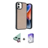 MARSİLYAN™- iPhone 11 Kılıf Kıvılcım Işık Serisi - Siyah Bilvis 5in1 3D Magic Cam Ekran Koruyucu + Raze Metal Kamera Lens - KI