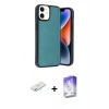 MARSİLYAN™- iPhone 11 Kılıf Kıvılcım Işık Serisi - Siyah Bilvis 5in1 3D Magic Cam Ekran Koruyucu + Renkli Kamera Lens Koruma Cam - SI