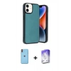 MARSİLYAN™- iPhone 11 Kılıf Kıvılcım Işık Serisi - Siyah Bilvis 5in1 3D Magic Cam Ekran Koruyucu + Neon Fosforlu Kamera Lens - TU