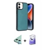 MARSİLYAN™- iPhone 11 Kılıf Kıvılcım Işık Serisi - Siyah Bilvis 5in1 5D Magic Hayalet Cam Ekran Koruyucu + Raze Metal Kamera Lens - MI
