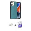 MARSİLYAN™- iPhone 11 Kılıf Kıvılcım Işık Serisi - Siyah Bilvis 5in1 5D Magic Hayalet Cam Ekran Koruyucu + Renkli Kamera Lens Koruma Cam - SI