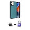 MARSİLYAN™- iPhone 11 Kılıf Kıvılcım Işık Serisi - Siyah Bilvis 5in1 5D Magic Hayalet Cam Ekran Koruyucu + Kamera Lens Koruma Cam - SF