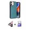 MARSİLYAN™- iPhone 11 Kılıf Kıvılcım Işık Serisi - Siyah Bilvis 5in1 5D Magic Hayalet Cam Ekran Koruyucu + Raze Metal Kamera Lens - SH