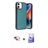 MARSİLYAN™- iPhone 11 Kılıf Kıvılcım Işık Serisi - Siyah Bilvis 5in1 5D Magic Hayalet Cam Ekran Koruyucu + Pers Alüminyum Kamera Lens - KI