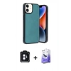 MARSİLYAN™- iPhone 11 Kılıf Kıvılcım Işık Serisi - Siyah Bilvis 5in1 5D Magic Hayalet Cam Ekran Koruyucu + PVD Metal Kamera Lens - MI