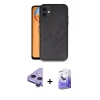 MARSİLYAN™- iPhone 11 Kılıf Kıvılcım Işık Serisi - Siyah Bilvis 5in1 5D Magic Hayalet Cam Ekran Koruyucu + Raze Metal Kamera Lens - MR
