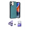MARSİLYAN™- iPhone 11 Kılıf Kıvılcım Işık Serisi - Siyah Bilvis 5in1 5D Magic Hayalet Cam Ekran Koruyucu + Raze Metal Kamera Lens - MR