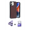 MARSİLYAN™- iPhone 11 Kılıf Kıvılcım Işık Serisi - Siyah Bilvis 5in1 5D Magic Hayalet Cam Ekran Koruyucu + Raze Metal Kamera Lens - MR