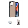 MARSİLYAN™- iPhone 11 Kılıf Kıvılcım Işık Serisi - Siyah Bilvis Hayalet Cam Ekran Koruyucu + Pers Alüminyum Kamera Lens - LT