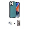 MARSİLYAN™- iPhone 11 Kılıf Kıvılcım Işık Serisi - Siyah Bilvis Hayalet Cam Ekran Koruyucu + Pers Alüminyum Kamera Lens - LT