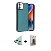 MARSİLYAN™- iPhone 11 Kılıf Kıvılcım Işık Serisi - Siyah Bilvis Hayalet Cam Ekran Koruyucu + Raze Metal Kamera Lens - MI