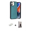 MARSİLYAN™- iPhone 11 Kılıf Kıvılcım Işık Serisi - Siyah Bilvis Hayalet Cam Ekran Koruyucu + Renkli Kamera Lens Koruma Cam - SI
