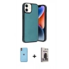 MARSİLYAN™- iPhone 11 Kılıf Kıvılcım Işık Serisi - Siyah Bilvis Hayalet Cam Ekran Koruyucu + Neon Fosforlu Kamera Lens - TU