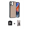 MARSİLYAN™- iPhone 11 Kılıf Kıvılcım Işık Serisi - Siyah Bilvis Hayalet Cam Ekran Koruyucu + PVD Metal Kamera Lens - TU