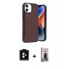 MARSİLYAN™- iPhone 11 Kılıf Kıvılcım Işık Serisi - Siyah Bilvis Hayalet Cam Ekran Koruyucu + PVD Metal Kamera Lens - TU