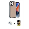 MARSİLYAN™- iPhone 11 Kılıf Kıvılcım Işık Serisi - Siyah Buffer Cam Ekran Koruyucu + Pers Alüminyum Kamera Lens - LT