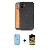 MARSİLYAN™- iPhone 11 Kılıf Kıvılcım Işık Serisi - Siyah Buffer Cam Ekran Koruyucu + Mavi Neon Fosforlu Kamera Lens