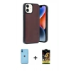 MARSİLYAN™- iPhone 11 Kılıf Kıvılcım Işık Serisi - Siyah Buffer Cam Ekran Koruyucu + Mavi Neon Fosforlu Kamera Lens