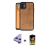 MARSİLYAN™- iPhone 11 Kılıf Kıvılcım Işık Serisi - Siyah Buffer Cam Ekran Koruyucu + Mor Raze Metal Kamera Lens
