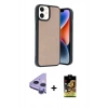 MARSİLYAN™- iPhone 11 Kılıf Kıvılcım Işık Serisi - Siyah Buffer Cam Ekran Koruyucu + Mor Raze Metal Kamera Lens