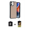 MARSİLYAN™- iPhone 11 Kılıf Kıvılcım Işık Serisi - Siyah Buffer Cam Ekran Koruyucu + PVD Metal Kamera Lens - TU