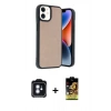 MARSİLYAN™- iPhone 11 Kılıf Kıvılcım Işık Serisi - Siyah Buffer Cam Ekran Koruyucu + PVD Metal Kamera Lens - MI