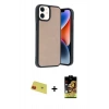 MARSİLYAN™- iPhone 11 Kılıf Kıvılcım Işık Serisi - Siyah Buffer Cam Ekran Koruyucu + Rainbow Kamera Lens Koruma Cam - KI