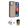 MARSİLYAN™- iPhone 11 Kılıf Kıvılcım Işık Serisi - Siyah Buffer Cam Ekran Koruyucu + Raze Metal Kamera Lens - GS
