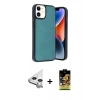 MARSİLYAN™- iPhone 11 Kılıf Kıvılcım Işık Serisi - Siyah Buffer Cam Ekran Koruyucu + Raze Metal Kamera Lens - GS