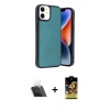 MARSİLYAN™- iPhone 11 Kılıf Kıvılcım Işık Serisi - Siyah Buffer Cam Ekran Koruyucu + Kamera Lens Koruma Cam - SF