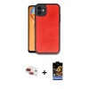 MARSİLYAN™- iPhone 11 Kılıf Kıvılcım Işık Serisi - Siyah Buffer Hayalet Cam Ekran Koruyucu + Kırmızı Pers Alüminyum Kamera Lens