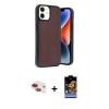 MARSİLYAN™- iPhone 11 Kılıf Kıvılcım Işık Serisi - Siyah Buffer Hayalet Cam Ekran Koruyucu + Kırmızı Pers Alüminyum Kamera Lens