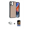 MARSİLYAN™- iPhone 11 Kılıf Kıvılcım Işık Serisi - Siyah Buffer Hayalet Cam Ekran Koruyucu + Pers Alüminyum Kamera Lens - YL