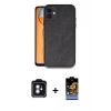 MARSİLYAN™- iPhone 11 Kılıf Kıvılcım Işık Serisi - Siyah Buffer Hayalet Cam Ekran Koruyucu + PVD Metal Kamera Lens - MI
