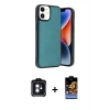 MARSİLYAN™- iPhone 11 Kılıf Kıvılcım Işık Serisi - Siyah Buffer Hayalet Cam Ekran Koruyucu + PVD Metal Kamera Lens - MI