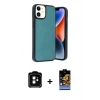MARSİLYAN™- iPhone 11 Kılıf Kıvılcım Işık Serisi - Siyah Buffer Hayalet Cam Ekran Koruyucu + PVD Metal Kamera Lens - TU