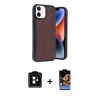 MARSİLYAN™- iPhone 11 Kılıf Kıvılcım Işık Serisi - Siyah Buffer Hayalet Cam Ekran Koruyucu + PVD Metal Kamera Lens - TU