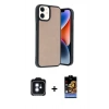 MARSİLYAN™- iPhone 11 Kılıf Kıvılcım Işık Serisi - Siyah Buffer Hayalet Cam Ekran Koruyucu + PVD Metal Kamera Lens - MI