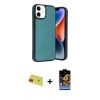 MARSİLYAN™- iPhone 11 Kılıf Kıvılcım Işık Serisi - Siyah Buffer Hayalet Cam Ekran Koruyucu + Rainbow Kamera Lens Koruma Cam - KI