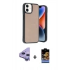MARSİLYAN™- iPhone 11 Kılıf Kıvılcım Işık Serisi - Siyah Buffer Hayalet Cam Ekran Koruyucu + Raze Metal Kamera Lens - MR