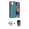 MARSİLYAN™- iPhone 11 Kılıf Kıvılcım Işık Serisi - Siyah Buffer Hayalet Cam Ekran Koruyucu + Raze Metal Kamera Lens - GS