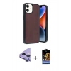 MARSİLYAN™- iPhone 11 Kılıf Kıvılcım Işık Serisi - Siyah Buffer Hayalet Cam Ekran Koruyucu + Raze Metal Kamera Lens - MR