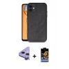 MARSİLYAN™- iPhone 11 Kılıf Kıvılcım Işık Serisi - Siyah Buffer Hayalet Cam Ekran Koruyucu + Raze Metal Kamera Lens - MR