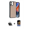 MARSİLYAN™- iPhone 11 Kılıf Kıvılcım Işık Serisi - Siyah Buffer Hayalet Cam Ekran Koruyucu + Şeffaf Kamera Lens Koruma Cam